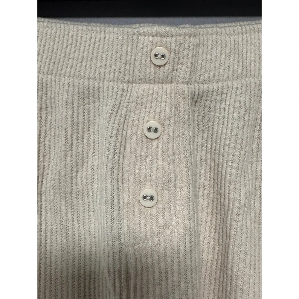 PJ‎ Salvage Women's Oatmeal Reloved Ribbed Knit Henley Sleep Shorts  Large Cozy